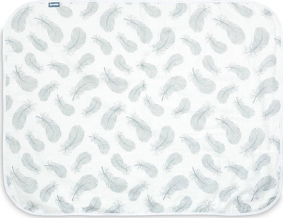 Ќебенце за бебе Sensillo White Feather, муслин од памук, 80 x 100 cm, бело со пердуви