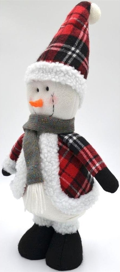 Figurinë dekorative Saska Christmas Snowman, 50cm, e bardhë kuqe zi
