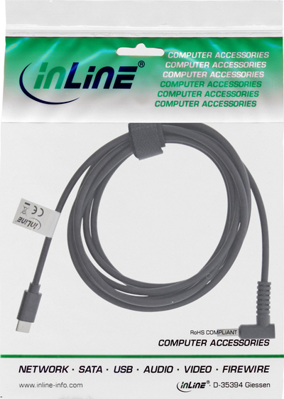 Kabllo karikimi InLine USB Type C për HP Notebook, Power Delivery 65W, 2m, e zezë