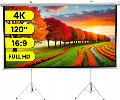 Ekran projekcioni Extralink 120\", 16:9, me trekëmbësh, i bardhë