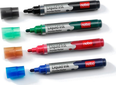 Markera të bardhe Nobo Liquid Ink Drywipe 1901419, set 6 copë, shumëngjyrëshe