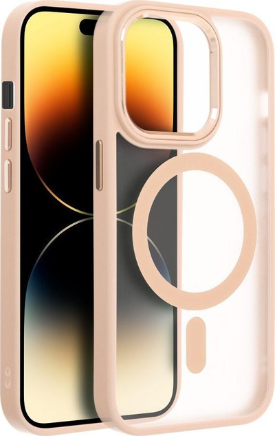 Këllëf telefoni silikon mat MagSafe për iPhone 15 Pro, i tejdukshëm, rozë