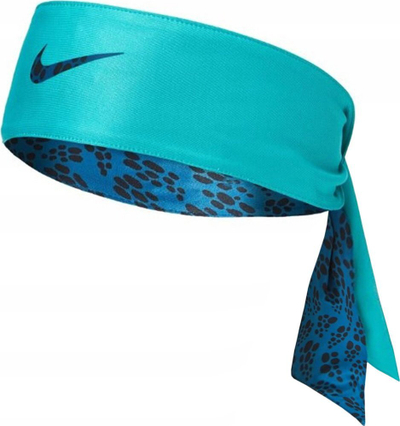 Shirit koke sportiv Nike Dri FIT Reversible Head Tie 3.0, për goca, me print, aqua turquoise