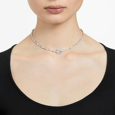 Qafore për femra Swarovski, e Argjendtë/Transparent