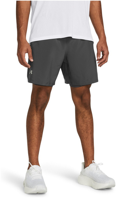 Pantollona të shkurtra sportive Under Armour Launch 2 in 1, kompresion i brendshëm, material që thith djersën, gri e errët