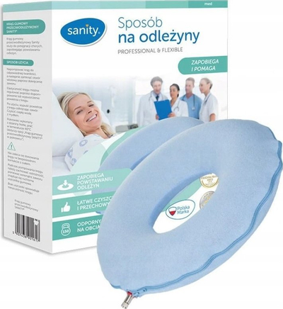 Jastëk unazor kundër plagëve nga shtrati Sanity, 44cm, me mbulesë frotir, i bardhë