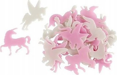 Figura dekorative muri Pocket Money Unicorn, 24 copë, që ndriçojnë në errësirë, me ngjyra të ndryshme