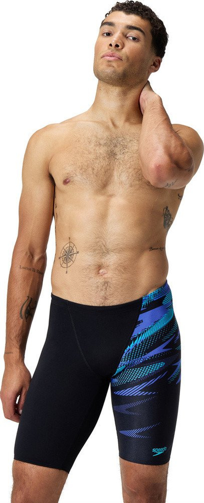 Rroba banje burra Speedo HyperBoom V-Cut Jammer, Endurance+, të zeza blu