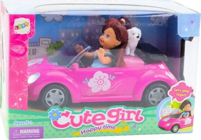 Set lodrash LEANToys Mini Doll, makinë kabrio me qenush, shumëngjyrëshe