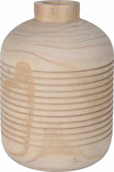 Vazo dekorative Home and Styling Collection, dru paulownia, 15 cm, bezhë