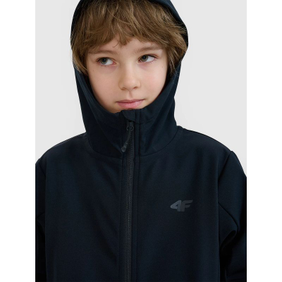 Софтшел јакна за момчиња 4F NeoDry 5000 4FJWSS25TSOFM306 20S, против ветер, со интегрирана капа, сина