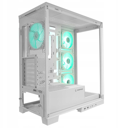 Kutia PC Rampage Hydra V2 Aquarium, 4 ftohësa ARGB, ATX e E-ATX, e bardhë