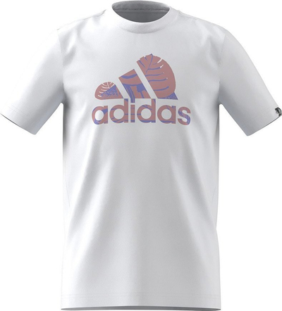 Bluzë sportive për goca Adidas Essentials Linear, me mëngë të shkurtra, me logo përpara, e bardhë