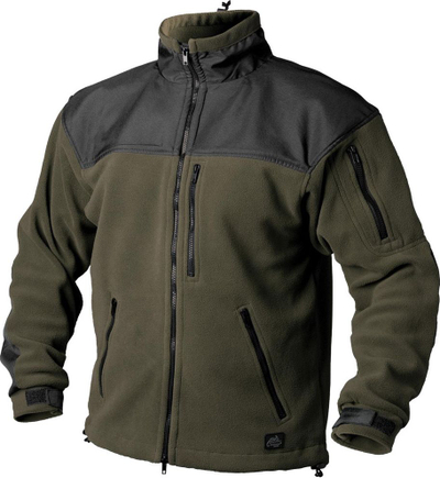 Xhaket fleece Helikon Classic Army, polar i trashë, me zinxhir komplet, jeshile ulliri me të zezë, S