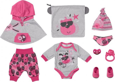 Set aksesorësh kukulle BABY Born Deluxe First Arrival, 9 copë, gri rozë