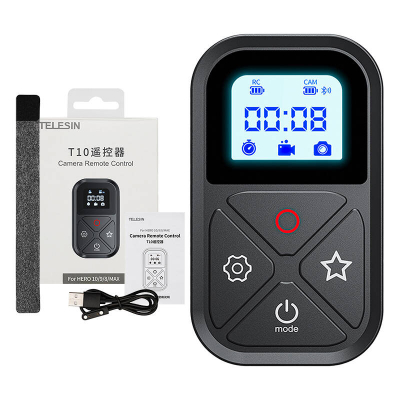 Telekomandë Telesin GP-RMT-T10 për GoPro Hero 10/9/8 Max, Bluetooth 80m, IP54, e zezë
