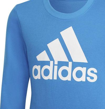Bluzë sportive Adidas Performance me logo, me mëngë t'gjata, pambuk, blu me të bardhë