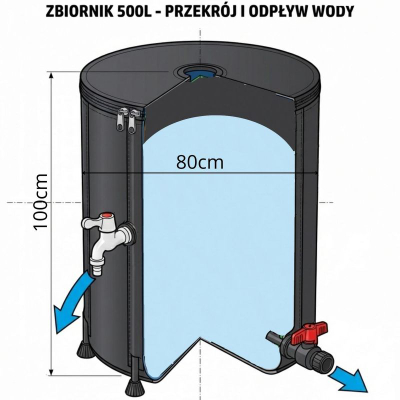 Depozitë uji shiu Lifetime DW9200220, 500 L, 80 x 100 cm, e zezë