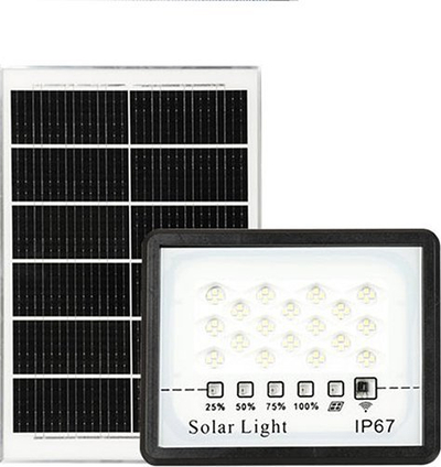 Reflektor solar LED Solar Halogen, sensor zmbrame, IP65, me telekomandë, i zi