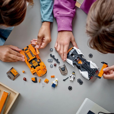Lodra LEGO Speed Champions 76918 McLaren Solus GT F1 LM, set me lego për ndërtim, 9+, portokalli me të bardhë