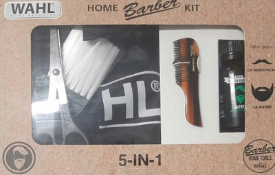Set për kujdesin e mjekrës Wahl Home Barber Kit 5n1, vaj mente edhe eukalipt, gërshërë çeliku inox