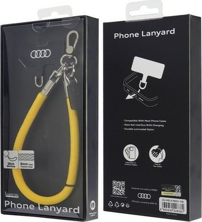Varg telefoni Audi Universal Phone Lanyard 28cm, 8mm, i zi me të verdhë