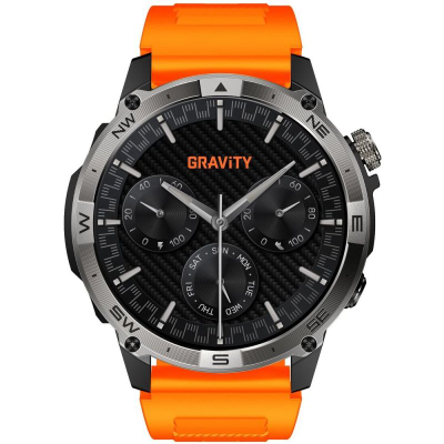 Smartwatch Gravity GT46-4, 1.43" AMOLED, thirrje me Bluetooth, portokalli me të zi