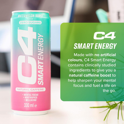 Pije energjike C4 Smart Zero Sugar Energy Drinks Box, Watermelon, 12 x 330ml 