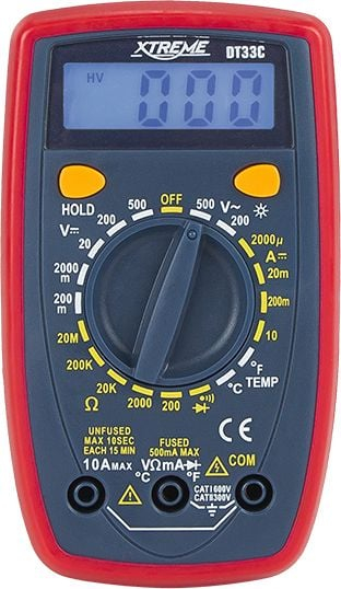 Multimetër Xtreme DT33C me ekran LCD, matje DC/AC, portokalli