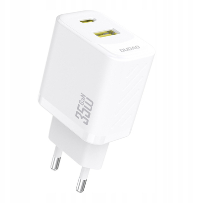 Karikues muri Dudao A27 MaxC, 35W, USB C edhe USB A, me kabllo USB C, i bardhë