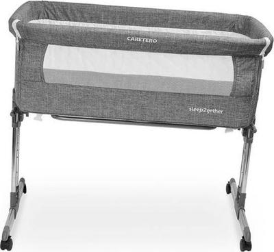 Krevati anësor për bebe Caretero Sleep2Gether, 7 nivele lartësie, dyshek shkumë, gri grafit