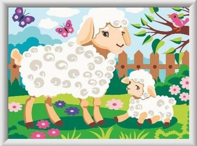 Set pikturimi me numra Ravensburger CreArt Lamb With Mom, për kalamaj, shumëngjyrësh