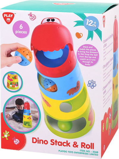 Lojë me ndërtime Playgo Dino Stack &amp; Roll, 6 copa, 12+ muajsh, shumëngjyrësh