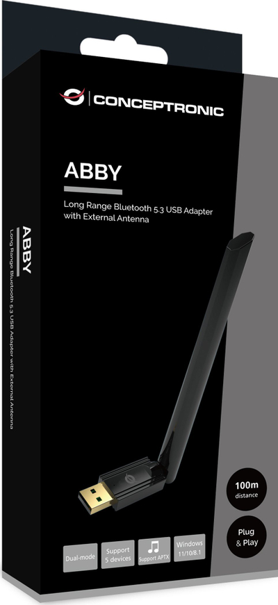 Adapter i brendshëm interneti dhe Bluetooth Conceptronic ABBY17B, 3 Mbit/s, USB, i zi