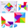 Lodër magnetike tangram, 9 blloqe me ngjyra