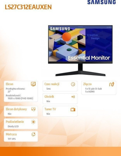 Monitor Samsung S31C, 27\", Full HD 1920x1080, i zi