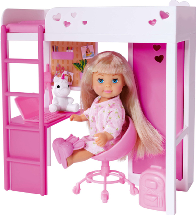Set lodër Simba Evi Love At Home, kukull 12cm, dhomë gjumi me aksesorë