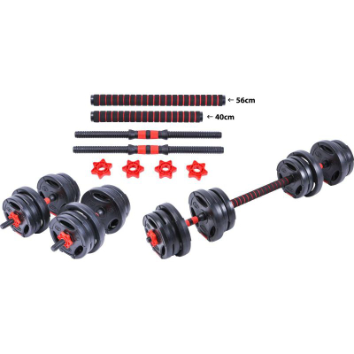 Set peshash Pure2Improve Hybrid Dumbbells 20 kg, i rregullueshëm, i zi me të kuqe