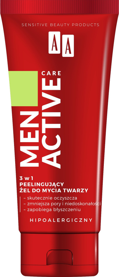 Xhel fytyre AA Men Active Care 3in1, eksfoliues, 150ml