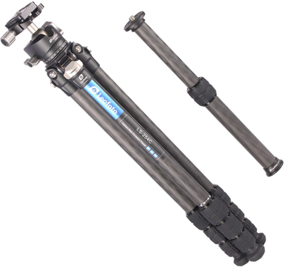 Tripod fotografik Leofoto Ranger LS-254C, fibër karboni, me kokë sferike LH-30, ngjyrë e zezë
