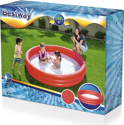 Кружен надувлив базен Bestway, 183x33 cm, 3 прстени, црвен