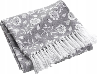 Plaid dekorativ Douceur d'intérieur Flavie, 125 x 150 cm, pambuk me poliester, gri me lule