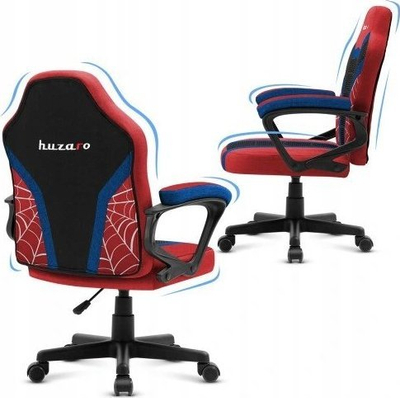 Karrige gaming për kalamajt Huzaro Ranger 1.0 Spider, deri 130 kg, me merimangë, e zezë me të kuqe dhe blu