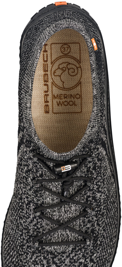 Këpucë femrash Brubeck Barefoot Merino, Zero Drop, taban i hollë fleksibël, grafit e zezë