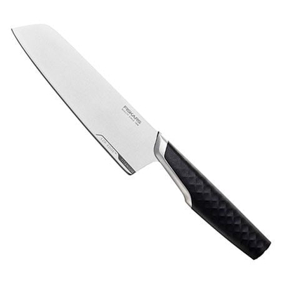 Thikë titan santoku Fiskars, zezë/argjendtë