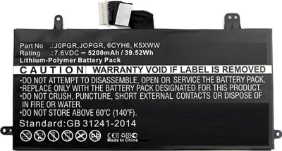 Bateri laptopi CoreParts për Dell Latitude 12 5285, 32Wh, 7.6V Li Pol, e zezë