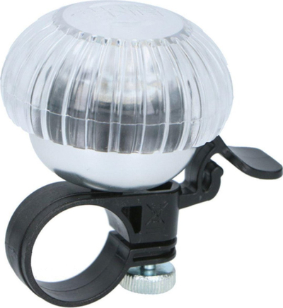 Kambanë biçiklete me dritë LED, 6x6x4.8 cm, vihet kollaj, e zezë