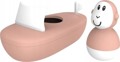 Lodër për banjo Matchstick Monkey Endless Bathtime Fun Boat, set 2 pjesë, dusty pink