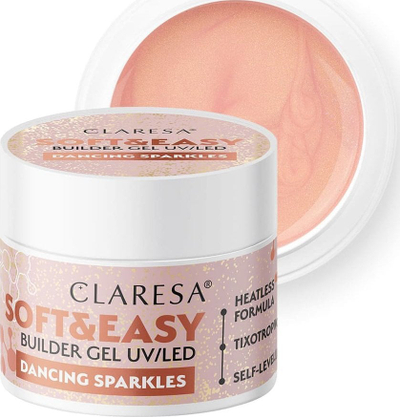 Xhel ndërtues për thonj Claresa Builder Gel Soft and Easy, Dancing Sparkles, me shkëlqim