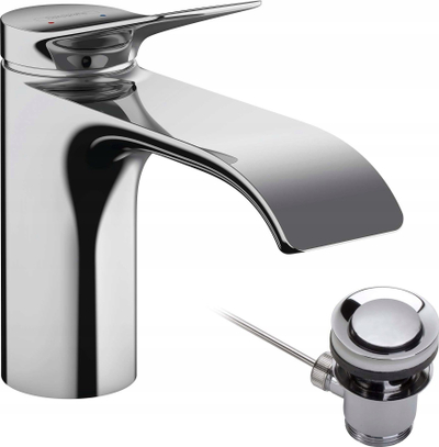 Rubinet lavamani Hansgrohe Vivenis 80, me valvul me shufër, mat i bardhë